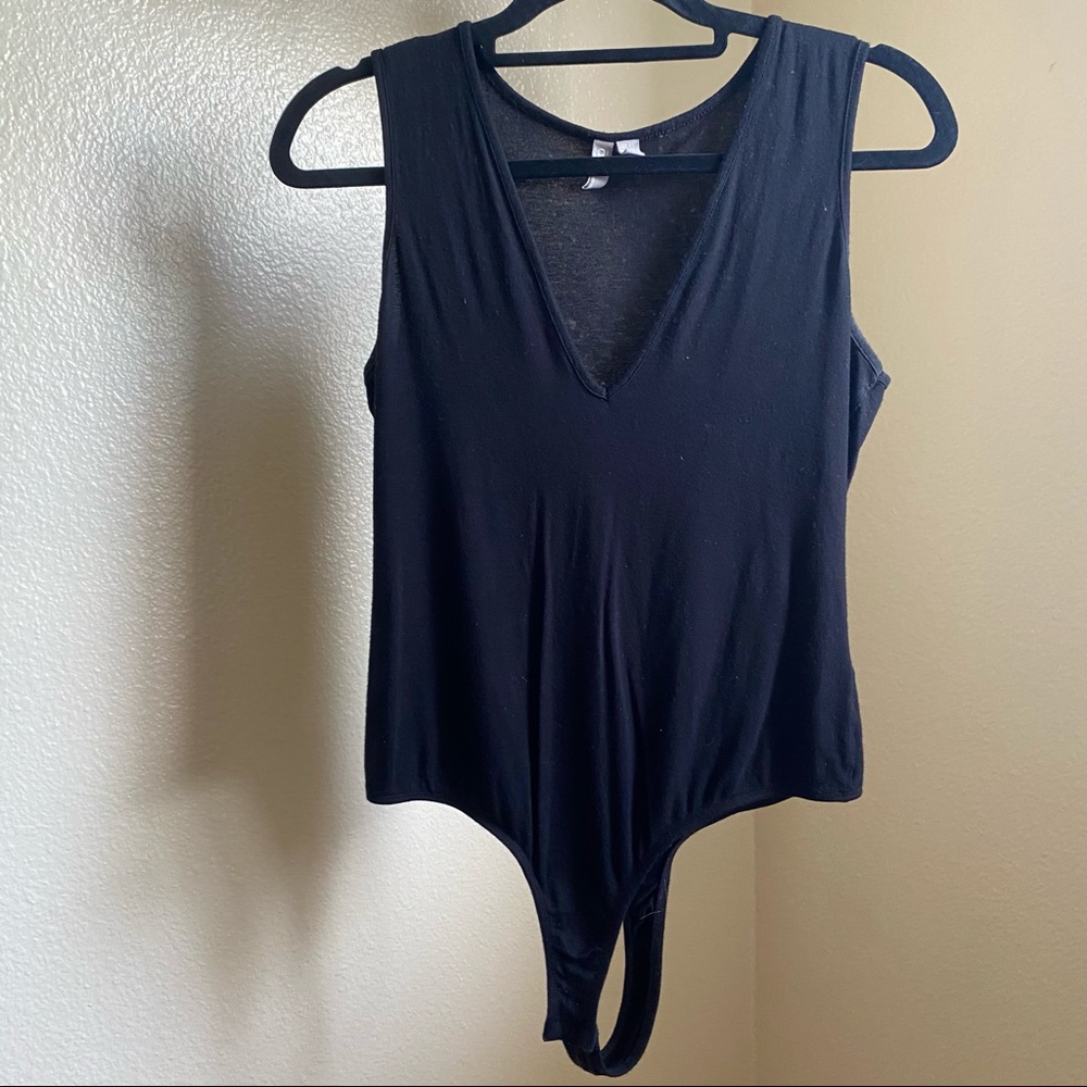 Asos black v neck tank bodysuit